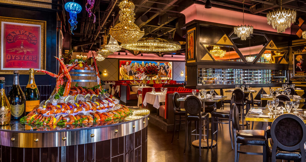 Raw Bar lounge lit up and ready to serve guests